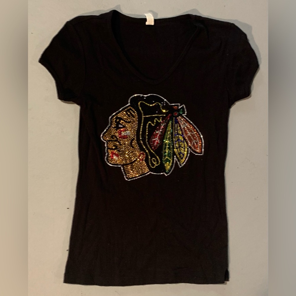 Chicago BLACKHAWKS rhinestone tshirt